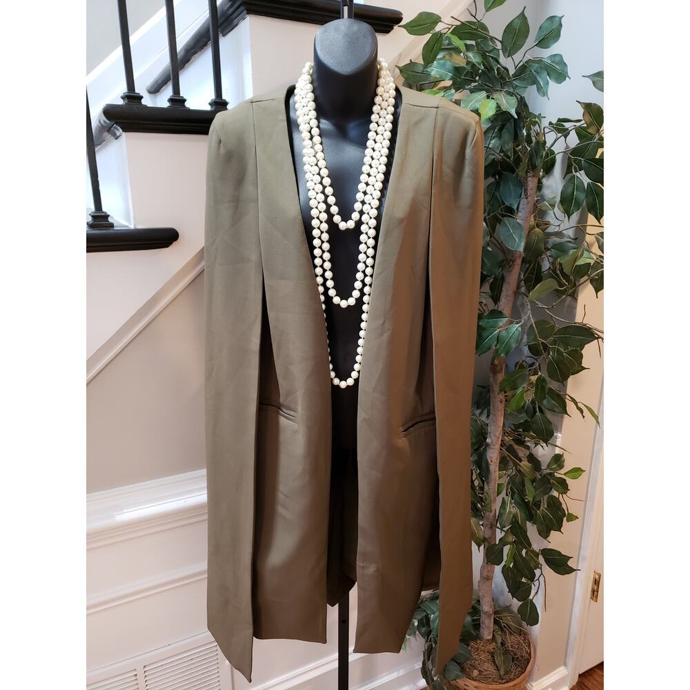 Eloquii Cardigan Jacket Womens 16 Tan Workwear Slim Fit Split Sleeve Open Front